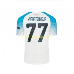Camisola Napoli Face Game Kvaratskhelia 77 Homem Equipamento Primeiro 2022-2023 Manga Curta